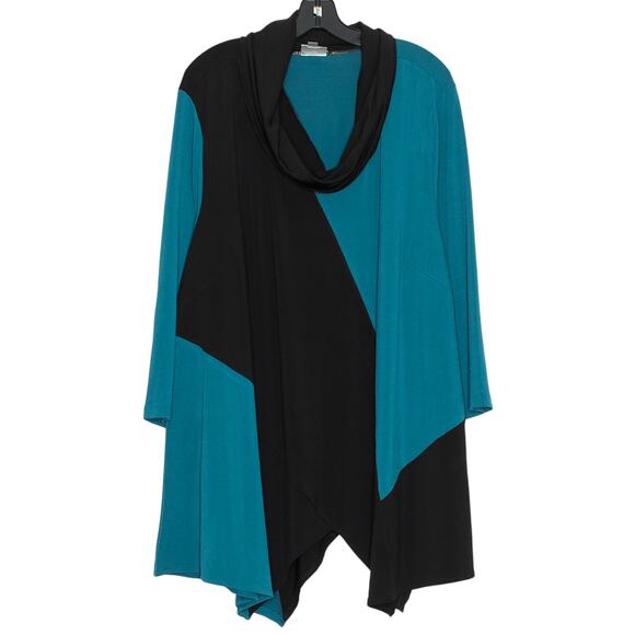 Avenue Top 3/4 Sleeve Asymmetrical Cowl Academia Minimalist Color Block 26/28 - Picture 6 of 6